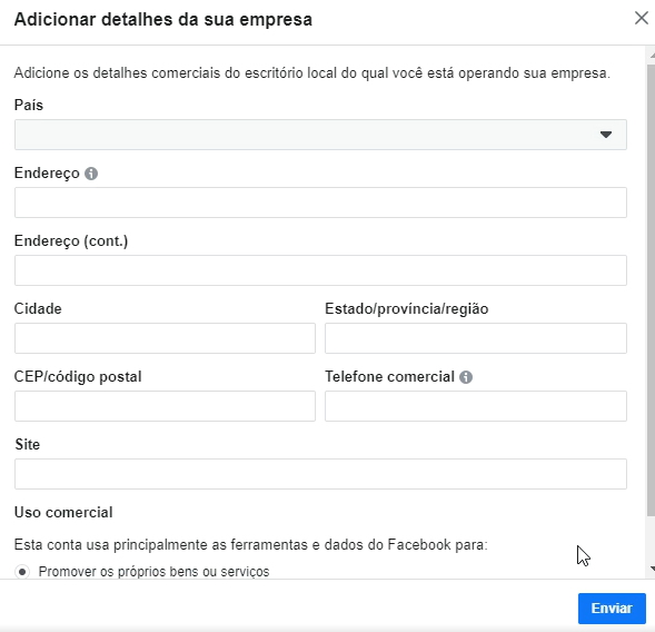 gerenciador de negócios facebook